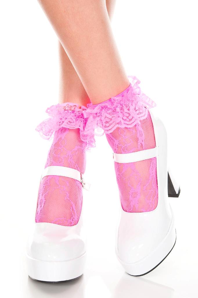 sexy MUSIC LEGS sheer FISHNET ruffle TRIM ankle HIGHS hi SOCKS anklets STOCKINGS - Picture 4 of 6