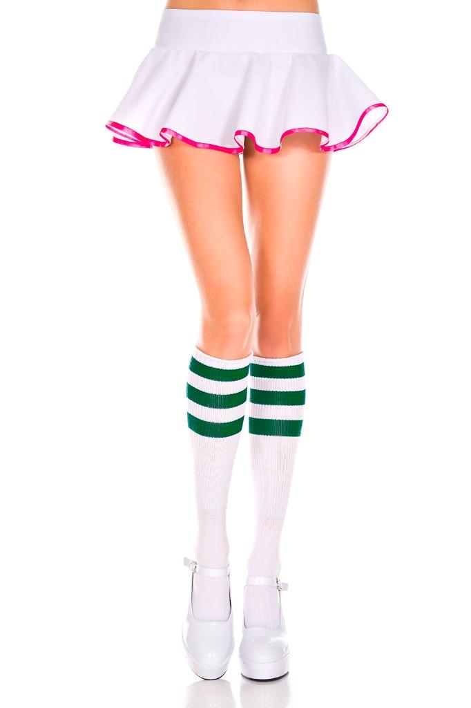 sexy MUSIC LEGS green REFEREE white STRIPED tops KNEE highs STOCKINGS ref SOCKS - Picture 6 of 9