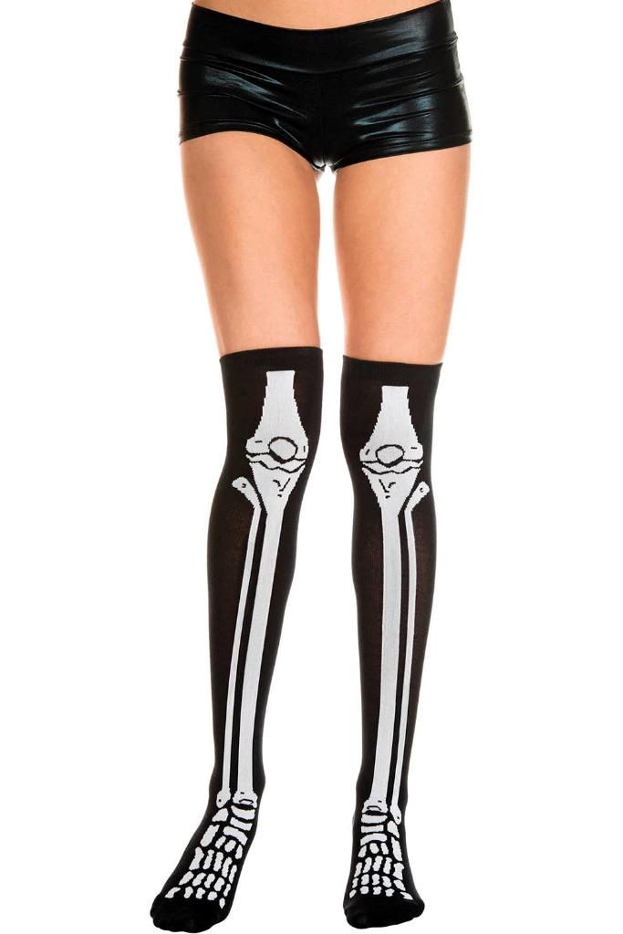 sexy MUSIC LEGS bones SKELETON acrylic THIGH highs STOCKINGS halloween PANTYHOSE - Picture 2 of 2