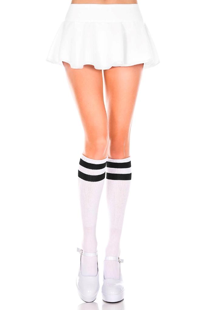 sexy MUSIC LEGS double STRIPED tops KNEE highs STOCKINGS referee ATHLETE socks - Picture 2 of 2