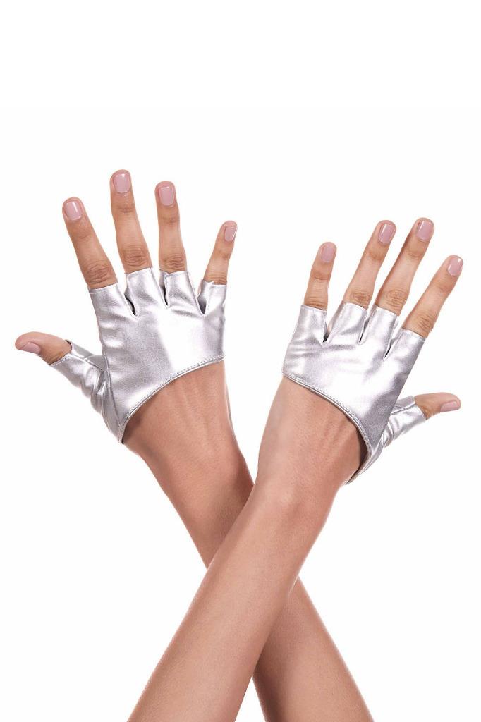 sexy MUSIC LEGS faux LEATHER short WRIST length FINGERLESS mini gloves GLOVELETS - Picture 5 of 5