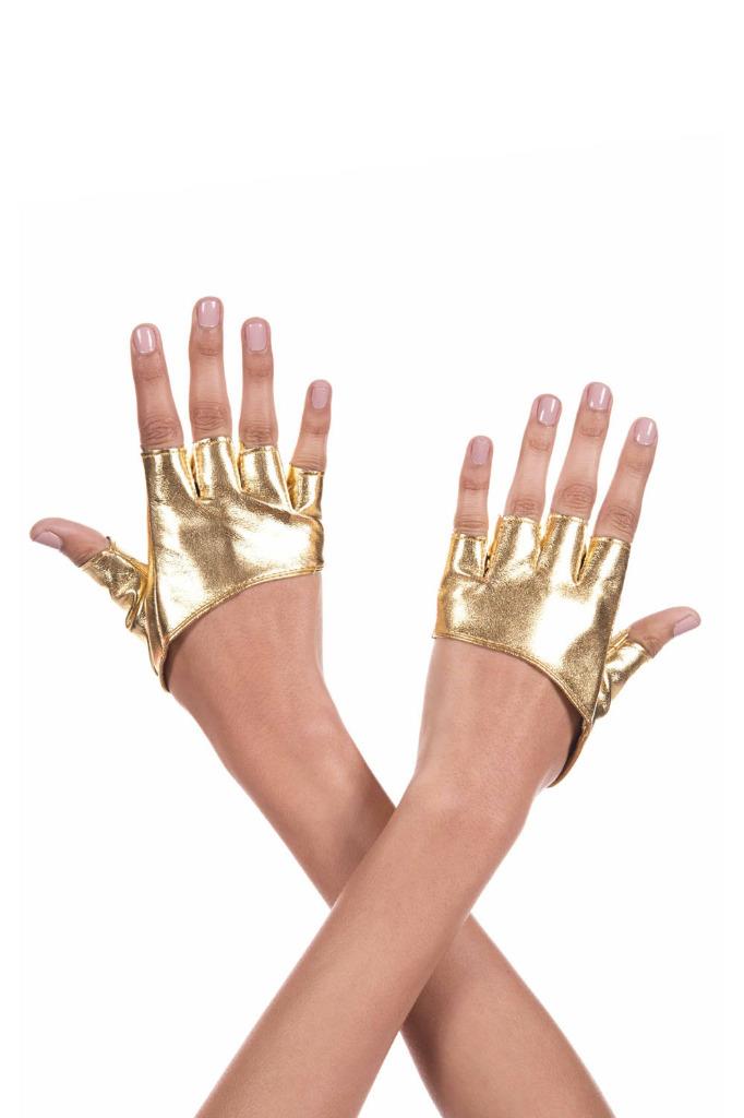 sexy MUSIC LEGS faux LEATHER short WRIST length FINGERLESS mini gloves GLOVELETS - Picture 3 of 5