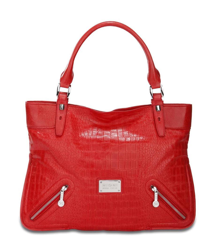 Rioni designer handbags luna Croc Tote (Red) Lu-2040/r Red color