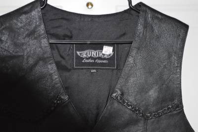Unik Man New Unik Black Leather Men s Motorcycle Biker Vest Size Unik Man New Unik Black Leather Men s Motorcycle Biker Vest Size