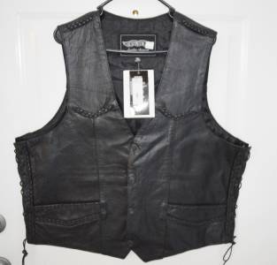 Unik Man New Unik Black Leather Men s Motorcycle Biker Vest Size Unik Man New Unik Black Leather Men s Motorcycle Biker Vest Size