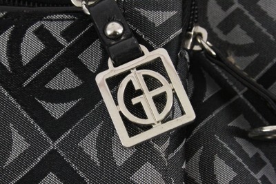 Modern Designer Purse GIANI BERNINI Black Logo Textile Print Handbag | eBay