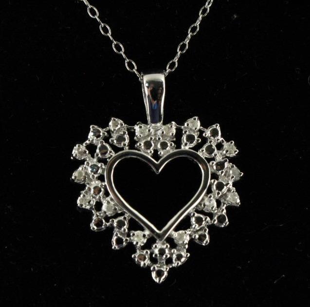 MODERN Fine Jewelry RSE JC Penny Sterling Silver Diamond Heart Pendant Necklace eBay