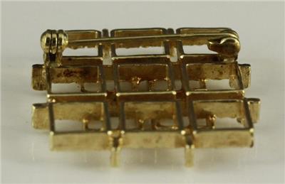 Vintage Bisuteria Gold Tone Metal Apilados Cuadrado Geometrico