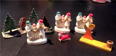 Vintage Christmas Cake Decorations Plus Handmade Trees Candle