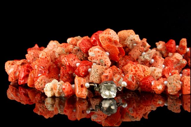 antique victorian red coral beads pearls necklace massive