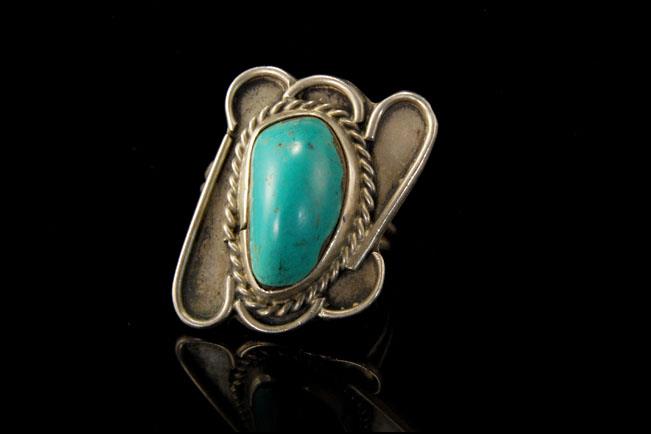 VINTAGE NAVAJO TURQUOISE STERLING SILVER RING A54686 | eBay