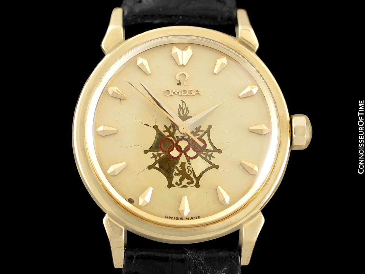 1956 OMEGA SEAMASTER Olympic XVI Mens Vintage 18K Gold ...
