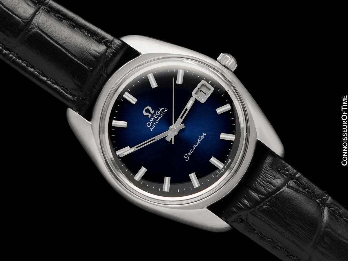 1969 OMEGA SEAMASTER Mens Cal. 565 Blue Vignette SS Watch - Mint