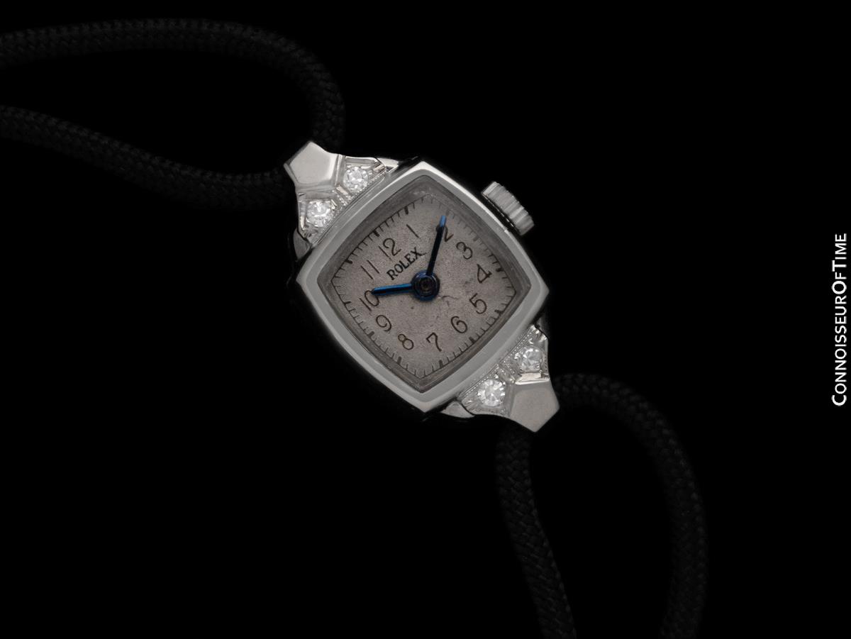 1940's Rolex Ladies Vintage Cocktail Platinum & Diamond Watch