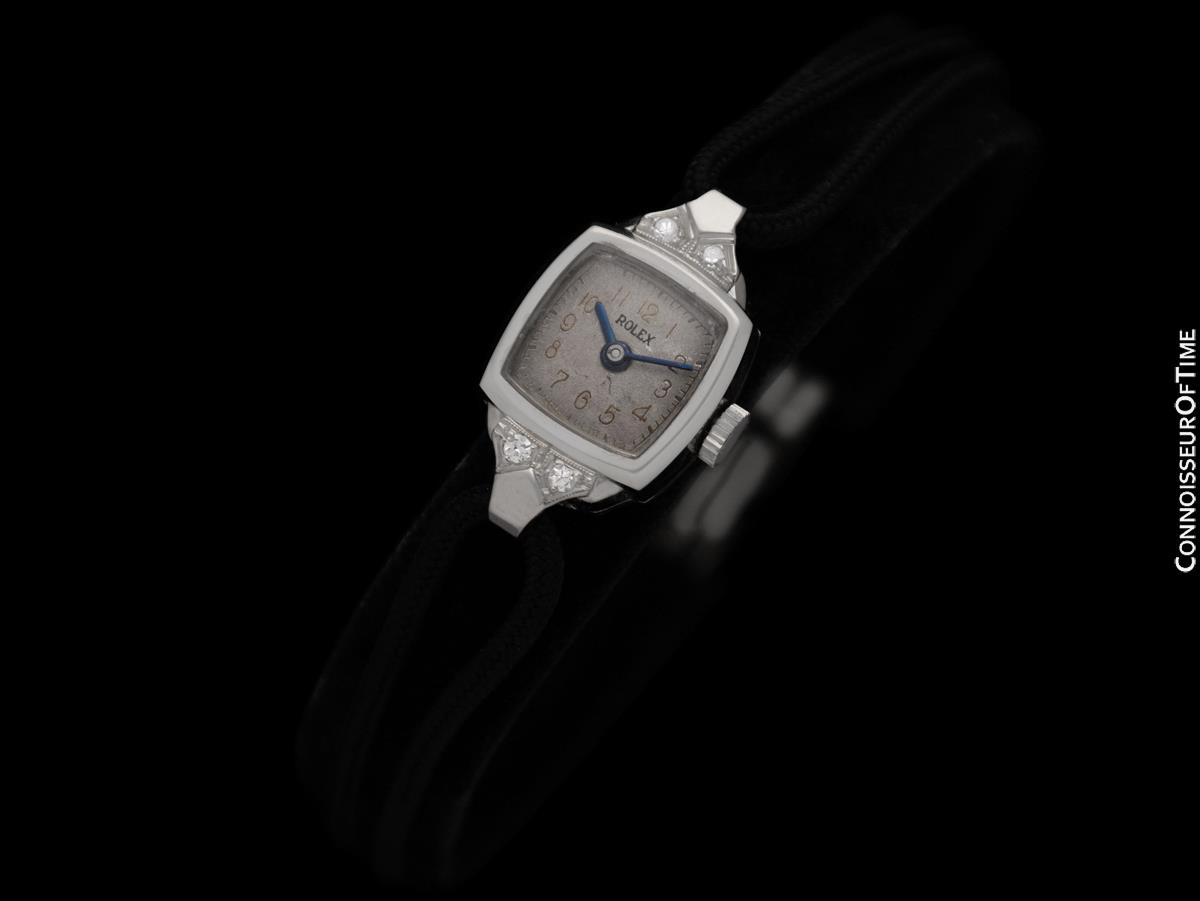 1940's Rolex Ladies Vintage Cocktail Platinum & Diamond Watch