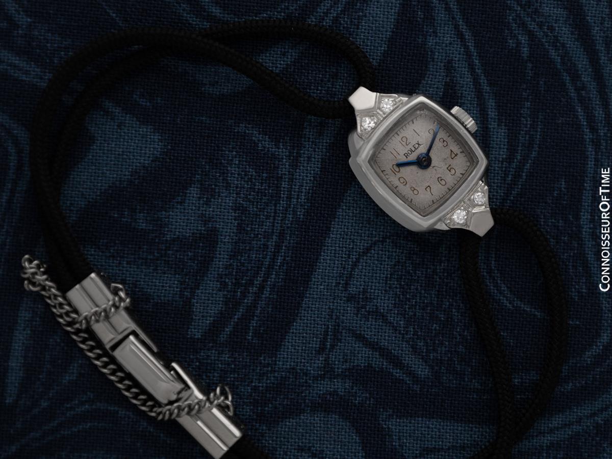 1940's Rolex Ladies Vintage Cocktail Platinum & Diamond Watch