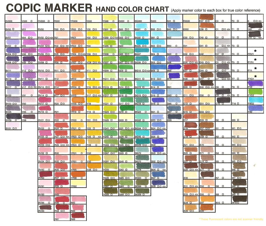 Copic Swatch Chart