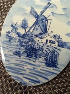 Vintage Holland Windmills Tile H R Johnson England 6x4 5 Oval Blue