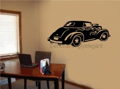 Old Fashioned Car Vinyl Decal Wall Sticker Office Shop Teen Boy