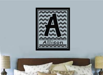 Custom Monogram Letter Name Chevron Vinyl Decal Wall Art Stickers Letters Words Ebay