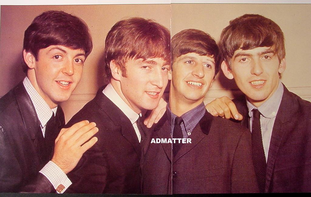 vintage beatles pin-up poster john paul george ringo