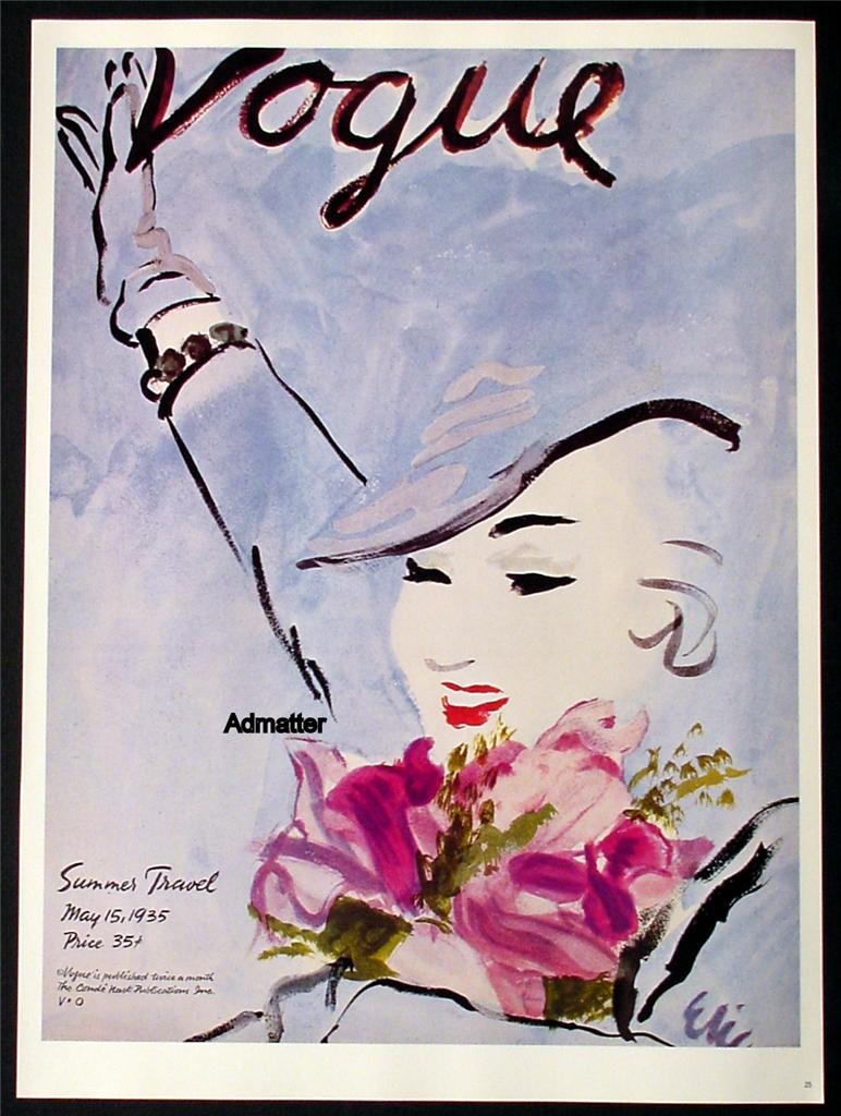 Vogue Fashion Magazine Cover Poster May 1935 Summer Travel Erickson Art Print Ebay