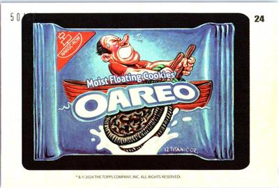 2024 WACKY PACKAGES - RAINBOW FOIL CARD - # 24 OAREO COOKIES (OREO