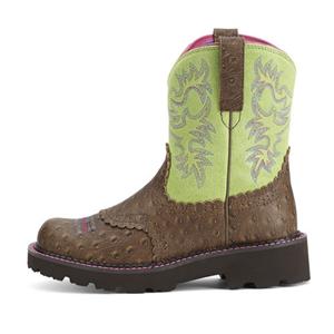 10012821 Ariat Womens FatBaby Distressed Ostrich Print/Lime Cowboy ...