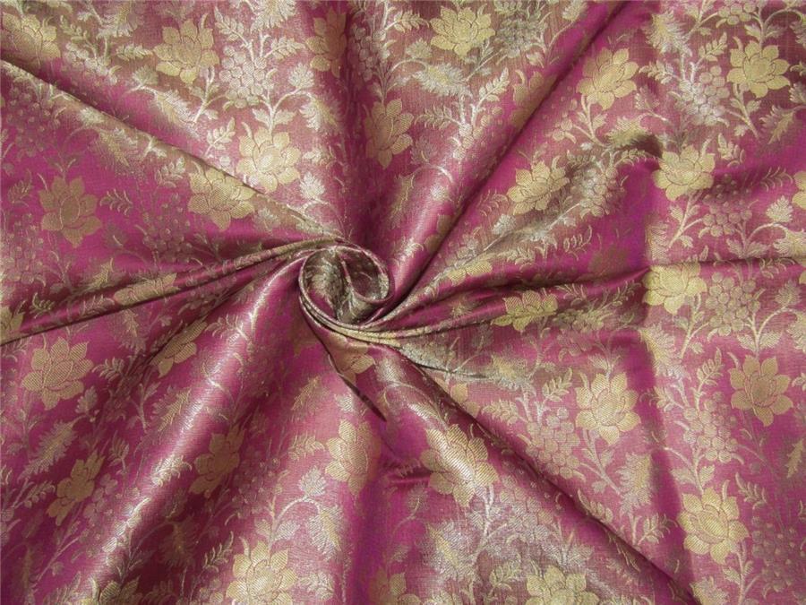 Silk Brocade Fabric aubergine x gold color 44" bro606[4]