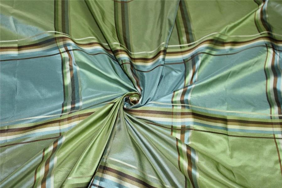 SILK TAFFETA BLUE GREEN AND BROWN PLAIDS Fabric 54"TAFC59[1]