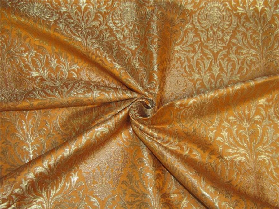 Heavy Brocade Fabric Turmeric Yellow X Metallic Gold Color 36 Wide Bro645 3