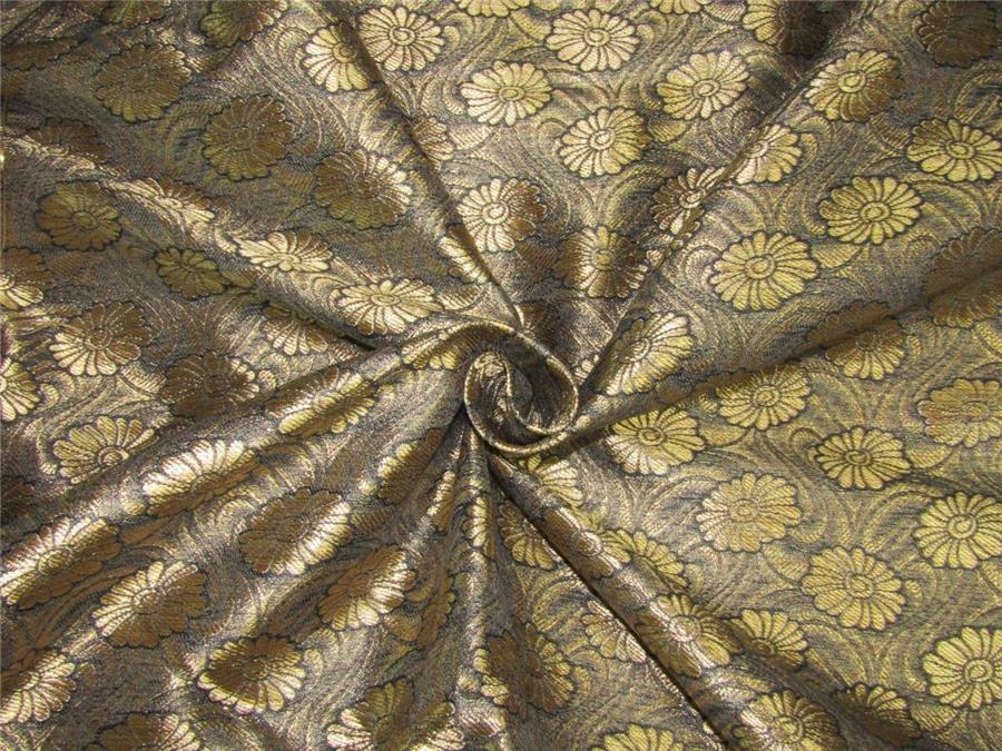 BROCADE SATIN FABRIC BLACK SILVER 56/" WIDE BY THE YARD COSTUME CRAFTS DECOR
