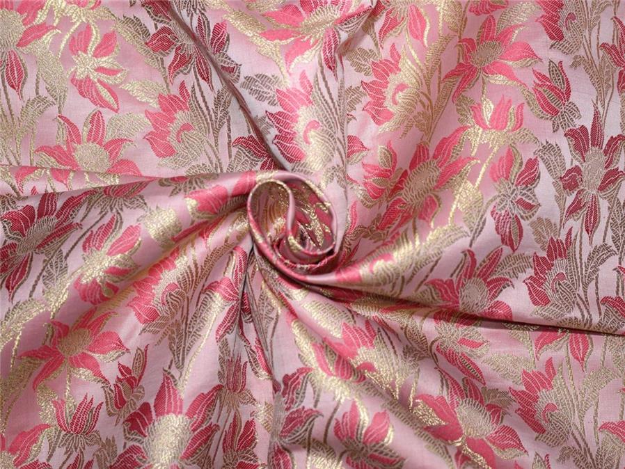 Silk Brocade Fabric Baby Pink Pink And Metallic Gold 44 Wide Bro659 4 Ebay