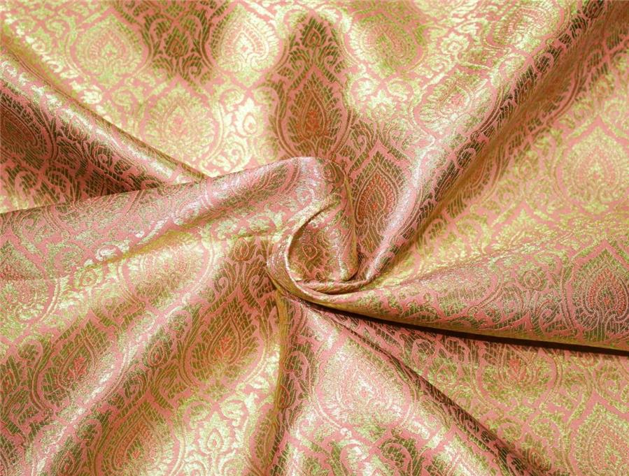 1 Brocade fabric party pink x metallic god color 44''wide Bro662B 