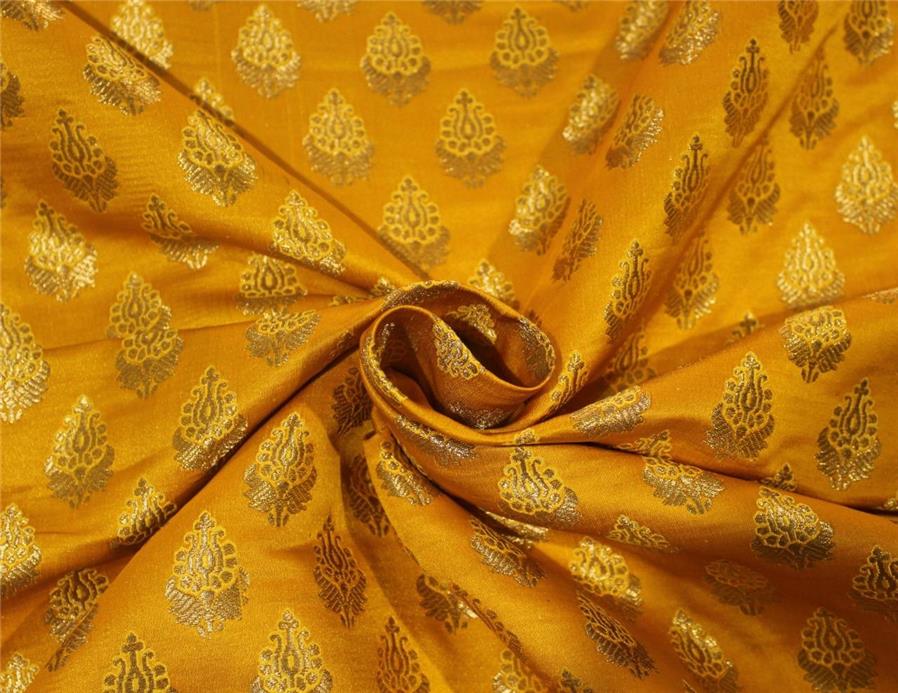 Brocade Fabric Deep Yellow X Metallic Gold Color 44 Wide Bro668 4