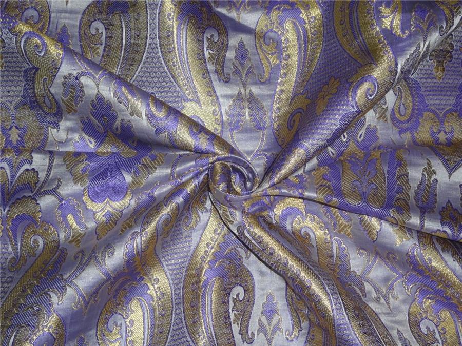 Heavy Silk Brocade fabric Lilac,Purple X Metallic Gold Color 36