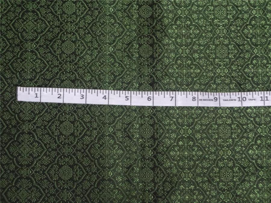 silk Brocade fabric Henna Green X Black Color 44