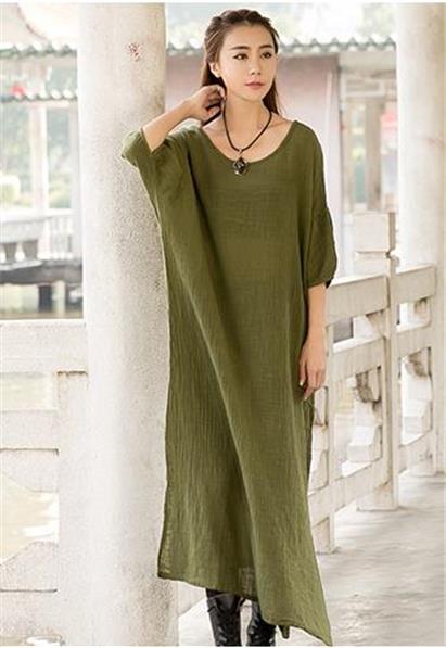 Heavy Linen Henna Green Color Fabric 58