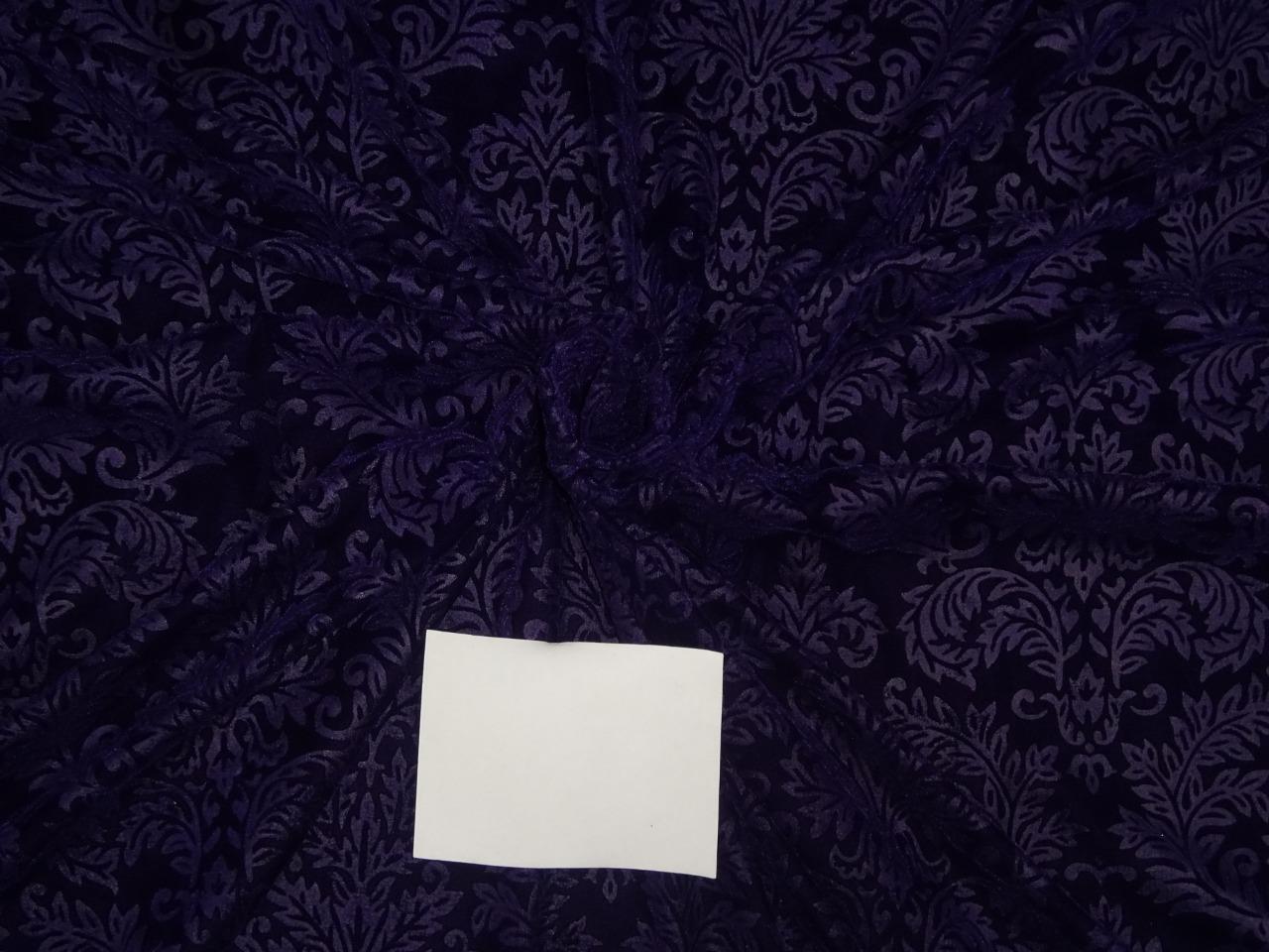 purple color embossed micro Velvet fabric single cut length 4.35 yards