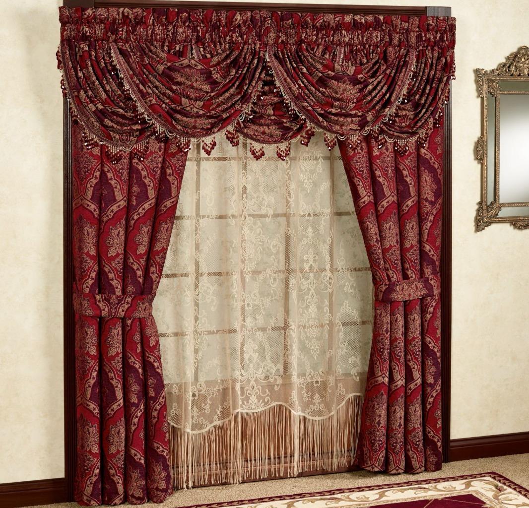 Image result for burgundy brocade curtains