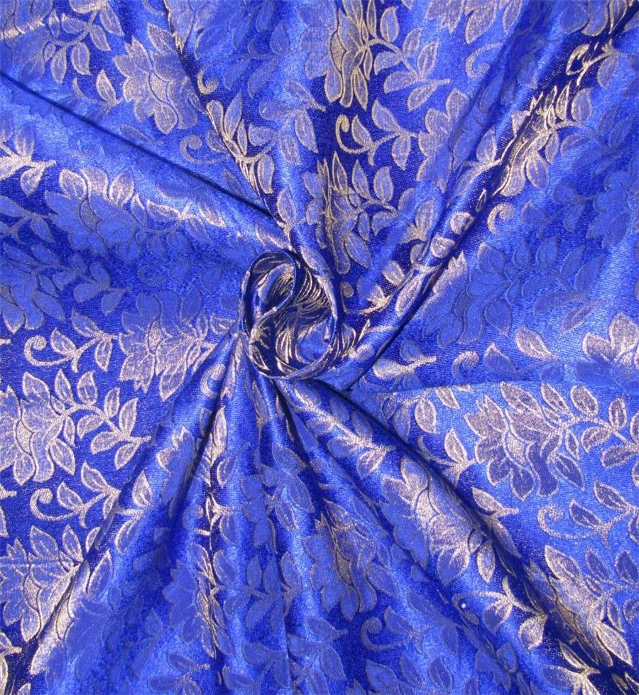 Reversible Brocade Fabric Royal blue x gold 44