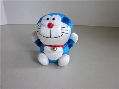Vintage Doraemon Japanese Anime Plush Stuffed Cat 1990s Blue White