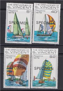 GRENADINES OF ST VINCENT STAMPS 1979 NAT'L REGATTA YACHT SPECIMEN