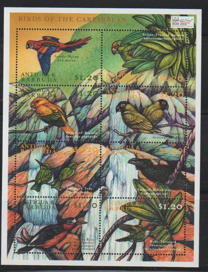 ANTIGUA & BARBUDA 2000 STAMP SHOW 2000 BIRDS OF THE CARIBBEAN SS