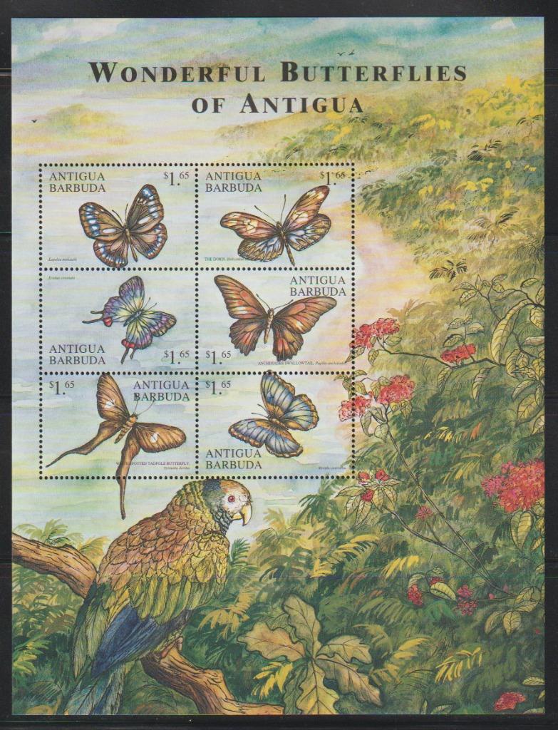 ANTIGUA & BARBUDA 2000 WONDERFUL BUTTERFLIES OF ANTIGUA BIRD SS