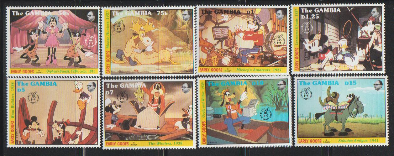 限定品ディズニー☆Authentic Postage Stanp GAMBIA DISNEY STAMPS 1992 60TH ANNIVERSARY OF GOOFY-EARLY GOOFS