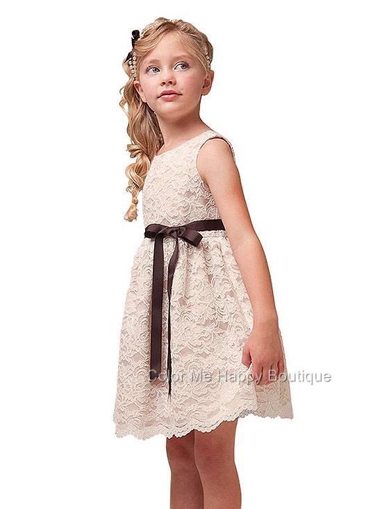 New Ivory Taupe Lace Dress Flower Girl Easter Party Graduation Holiday ...
