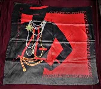 Vintage Silk Scarf with Coco Chanel Portrait, 35