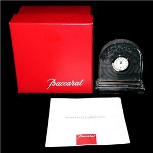 Baccarat Crystal, Frosted Small Art Deco Mantel Desk Clock
