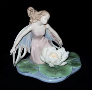 Lladro, Spain 6651 Wings of Fantasy, Fairy Lilly Flowers